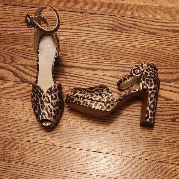 Kate Spade Metalic Copper Animal Print Block Heel Shoes NEW 9.5 - Picture 1 of 12